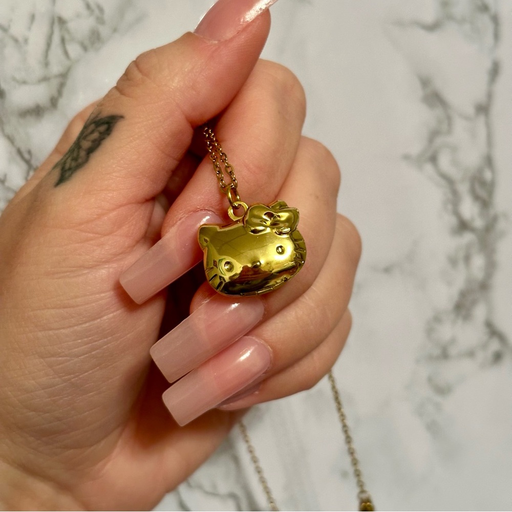 Gold Hello Kitty Locket Necklace